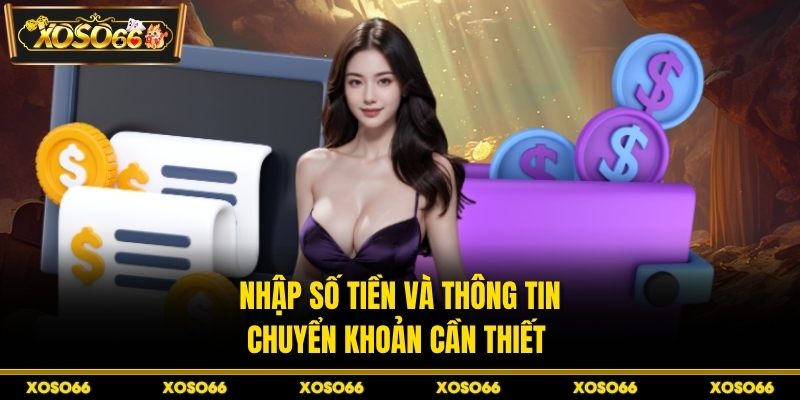 Nhập số tiền và thông tin chuyển khoản cần thiết 
